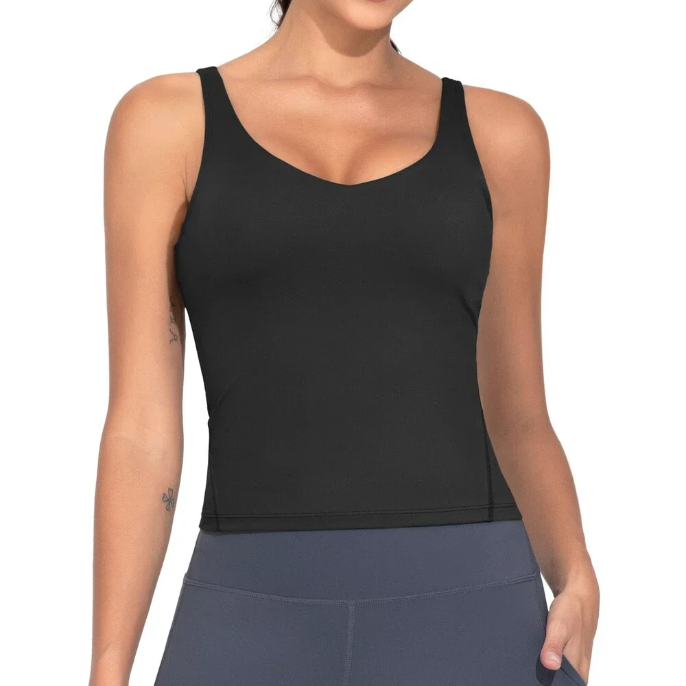 GYM Women's Black PEOPLE Longline Sports Bra Wirefree Padded Workout Yoga Tank M